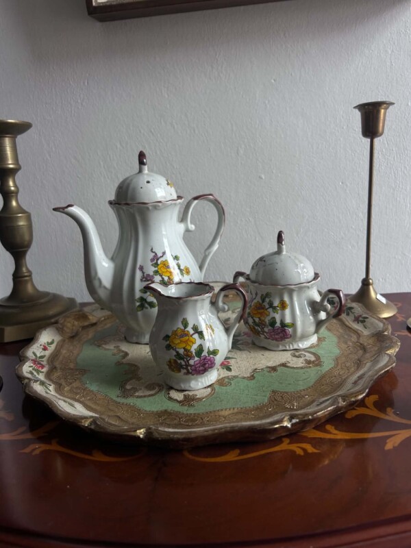 Vintage porcelánová trojdielna kávová súprava