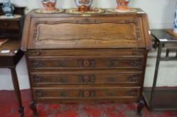 Starožitný dubový sekretár (bureau plat) 