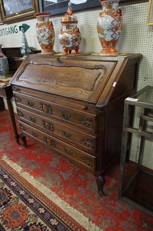 Starožitný dubový sekretár (bureau plat) 