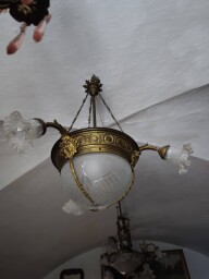Starožitný secesný trojramenný mosadzný luster