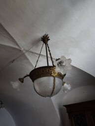 Starožitný secesný trojramenný mosadzný luster
