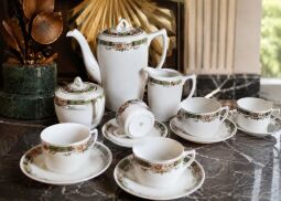 Starožitný porcelánový kávový servis Victoria Czechoslovakia 